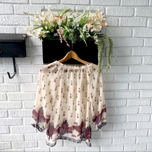 Vanilla Star Semi-Sheer Boho Long Sleeve Blouse Size Small - Picture 6 of 9
